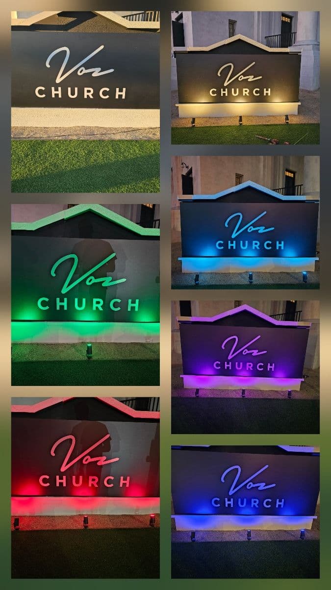 Project Voz Church Sign Transformed with Multi-Color LED image